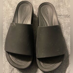 Crocs Black Slide Sandals. Size 8